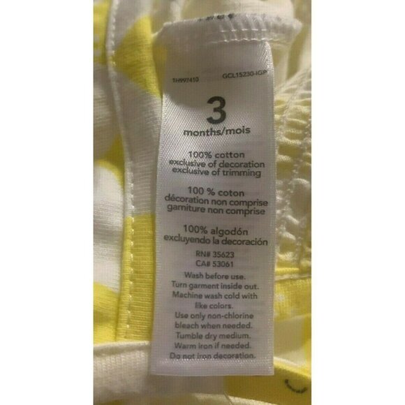 Carters Baby Girls Romper Size 3M Yellow White - Picture 10 of 12